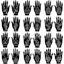 24 Sheets Tattoo Stencils Kit for Hand, Indian Arabian Temporary Tattoo Template Stencil Stickers