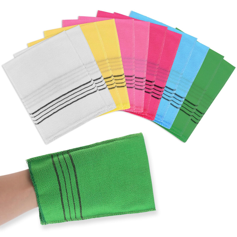 Molain 12Pcs Asian Exfoliating Washcloth Korean Exfoliating Mitt Glove Italy Towel Scrubbing Cloth For Removing Dead Skin Callus Cleaning Pores