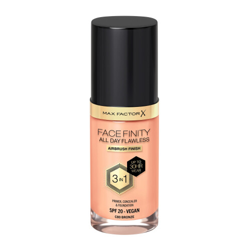 Max Factor Max Factor Facefinity 3-in-1 All Day Flawless Liquid Foundation, SPF 20 - 80 Bronze (Packaging May Vary)