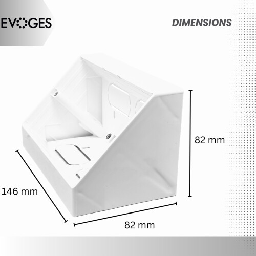 Evoges 45 Degree Angled Surface Mount Pattress Electrical Back Box, White, for Work Bench (2 Gang Double) 1