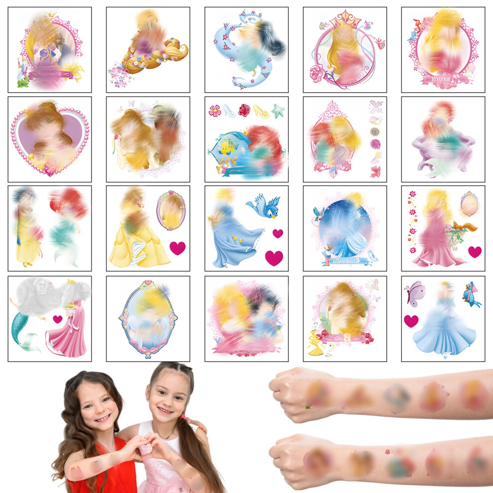 Sidesea 20Pcs Princess Temporary Tattoos For Kids Princess Party Bag Fillers Waterproof Kids Tattoos For Girls/Boys Birthday Party Supplies Favors