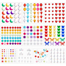 10 Sheets Face Gems Glitter Festival Face Gems Stick On,Colorful Face Stickers for Crystal Self-adhesive Rhinestones for Eye Makeup
