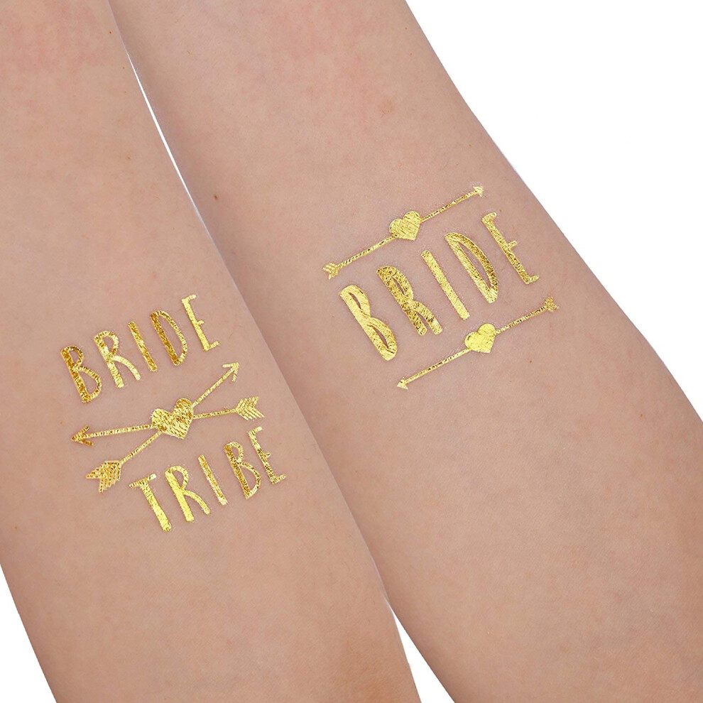 Konsait Hen Party Temporary Tattoos, Pack Of 20 - Hen Party Do Night Accessories Gold Temporary Team Bride Tattoos