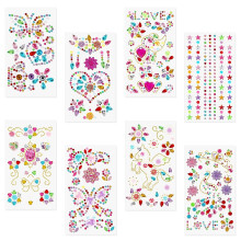 Bettinay 8PCS Festival Face Gems Stick On, Colorful Face Jewels for Festivals, Glitter Face Gem Stickers for Women Diy