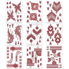 HOWAF 9 Sheets Brown Red Temporary Tattoos for Women, Waterproof Indian Mandala Lace Flower Temporary Tattoos Paper Festival Tattoo Stickers Fake