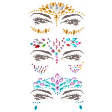 OBSGUMU Face Gems for Festivals, 3 PCS Adhesive Face Glitter Jewels Temporary Tattoo Sticker for Music Festival Holiday Party, Halloween