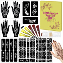 126 PCS Temporary Tattoos Stencils Kit,Temporary Tattoos Kit - 6 Pcs Tattoo Cones 2 Color