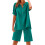 Women's linen two-piece set: button-down short-sleeved-Green L 1