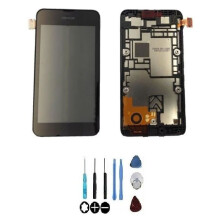 LCD-scherm en touchscreen geassembleerd - NOKIA - Lumia 530 - Zwart - Op chassis - Vervangingsonderdeel