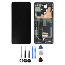 LCD-Bildschirm mit Touch-Glas - SAMSUNG - Galaxy S20 Ultra (G988F) - Schwarz - Auf Rahmen montiert - Ersatzteil
