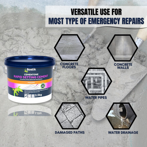 Cement Ready Mixed Bundle with 2.5kg Bostik Cementone Rapid Setting Cement Mix, 2