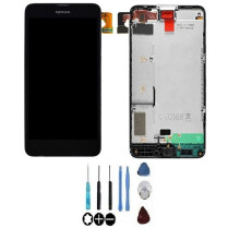 LCD-scherm en touchscreen gemonteerd op chassis - NOKIA - Lumia 635 - Zwart - Vervangonderdeel