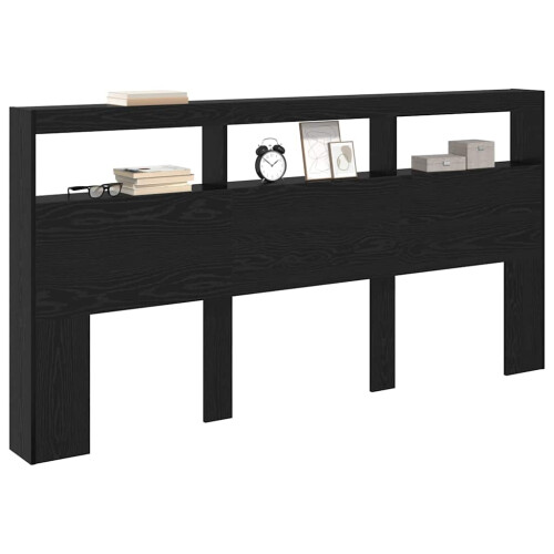 VidaXL vidaXL Headboard Black Oak 200 x 17 x 102 cm Engineered Wood 2