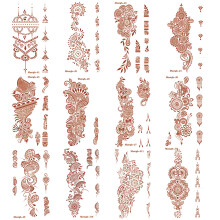 12 sheets Henna Tattoo Stickers, Brown Henna Tattoo kit,Waterproof Red Ink Henna hands Tattoo,for Women Party Decorations