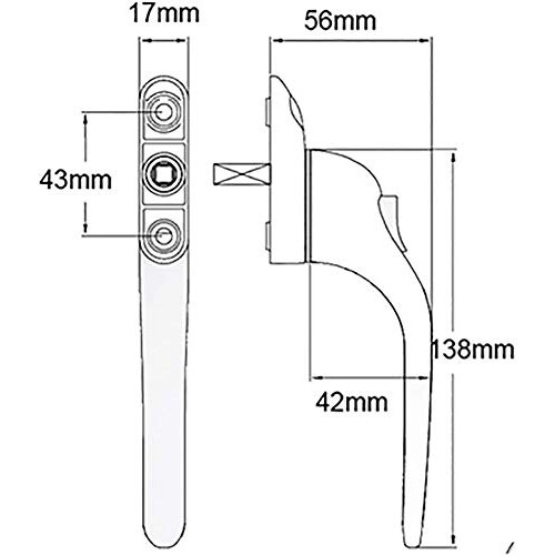 1st Time Fix White UPVC Double Glazing Universal Inline Espag Lockable Window Handle Multi Spindles & Screws (White) 1