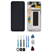 LCD-Bildschirm + Touchscreen - SAMSUNG - Galaxy S8+ G955F - Polar Silber - Auf Rahmen montiert - Grau