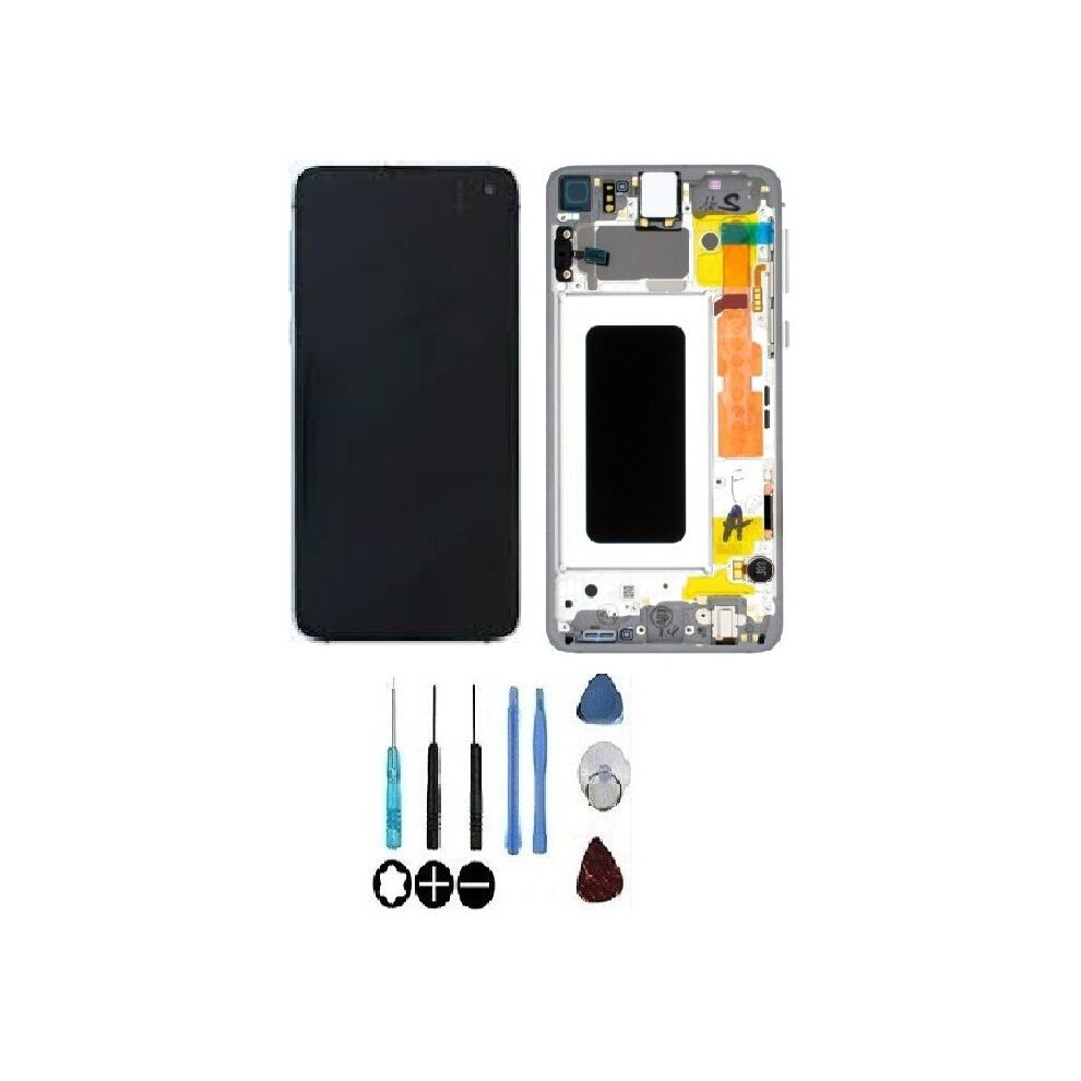 Lcd-Bildschirm + Touchscreen Montiert - Galaxy S10 G973f - Weiß - Auf Chassis - Original Samsung 3000000029022