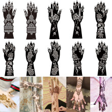 XMASIR 10 Sheets Temporary Tattoo Stencils Kit, Large Indian Arabian Tattoo Templates for Women Girls Hand Forearm