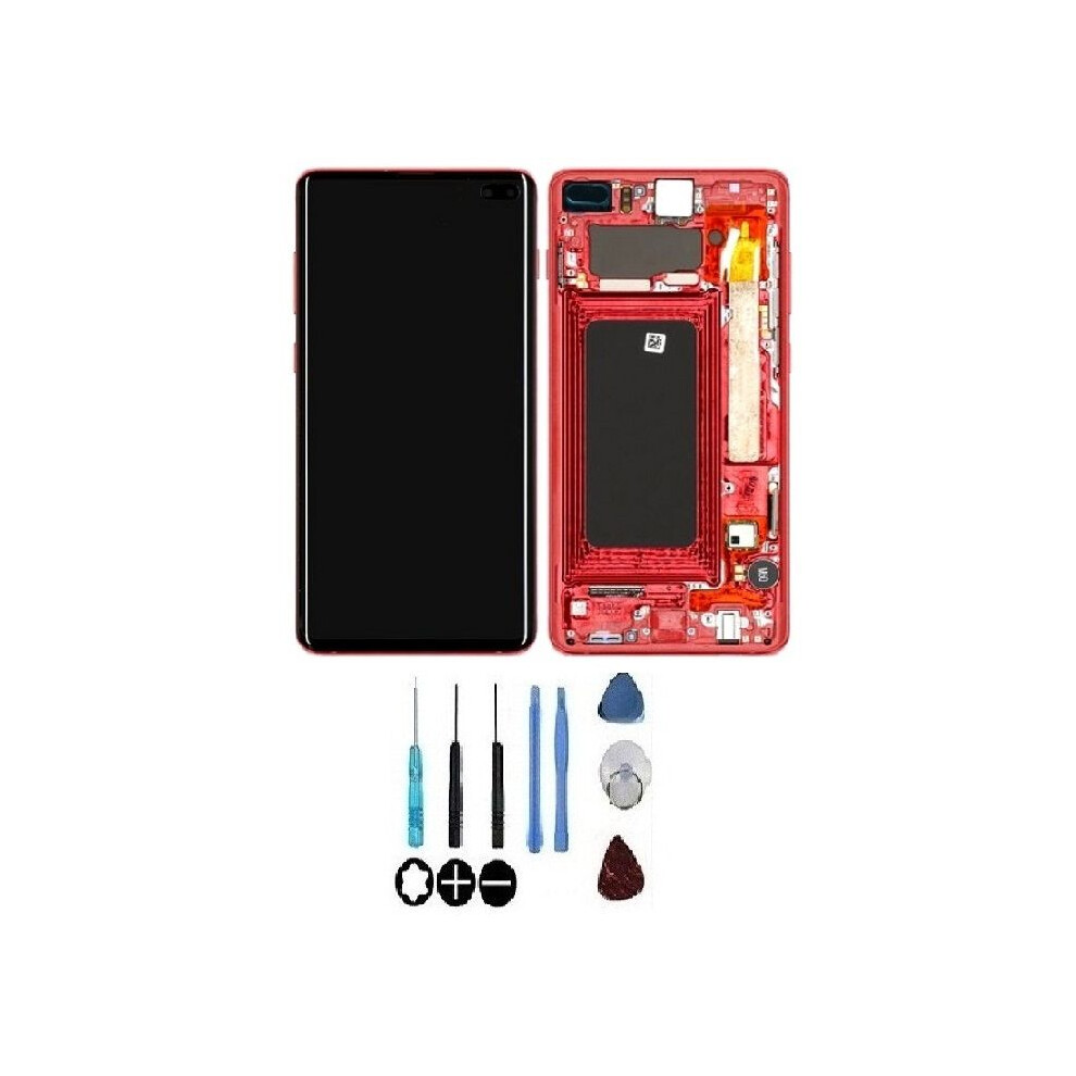 Lcd-Bildschirm & Touchscreen - Galaxy S10 G973f - Rot - Auf Rahmen Montiert - Original Samsung 3000000036624