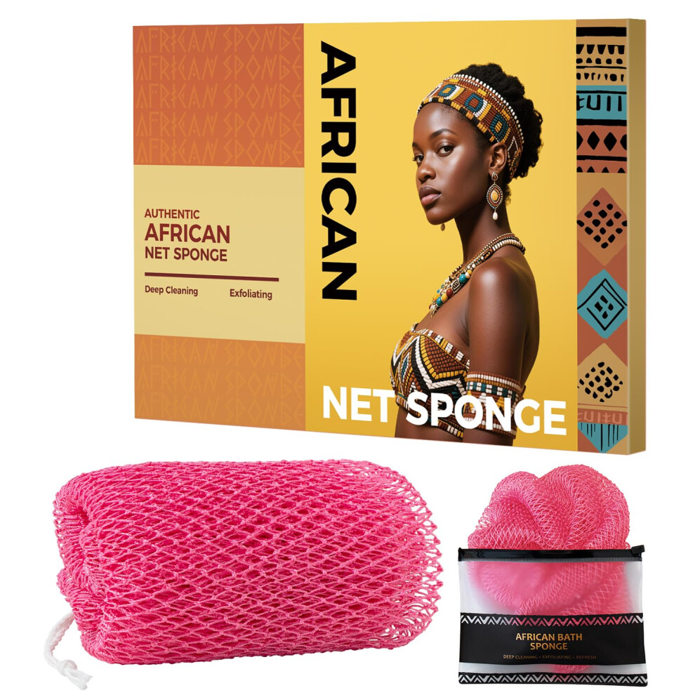 Tcgpro African Net Sponge Authentic - Body Back Scrubber Bath Sponge With Knots - Afro Loofah Exfoliator Wash Cloth