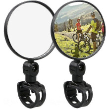 2 Pcs Bicycle Rearview Mirror, Bicycle Rearview Mirror - 360 Adjustable - Universal Shockproof Wide -ZHENV