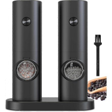 Ensemble moulin à poivre et à sel électrique, moulin à poivre noir à piles avec support et niveaux de grossissement réglables [xh]
