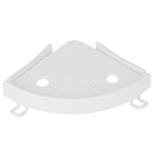 Étagère de douche d'angle à ventouses, amovible et sans perçage, avec crochets.