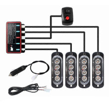 4 Stück 4-LED-Stroboskope 12V Stroboskoplicht 4 in 1 Auto-Notlicht Warnleuchte Notfall-Blinklicht (