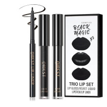 3Pcs Black Matte Liquid Lipstick and Lip Liner Set - Black Lip Gloss Stain Lipliner Set