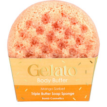 Bomb Cosmetics Mango Sorbet Body Buffer Triple Butter Soap Sponge