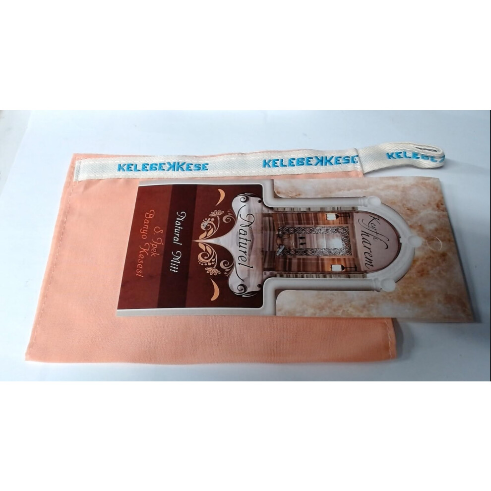 Kelebek Kese Pink/Beige Exfoliating Gloves Mitts Kese Turkish Bath Hammam Hamam Scrub Peeling With How To Use Instructions ( Cocoon Silk Glove)L8