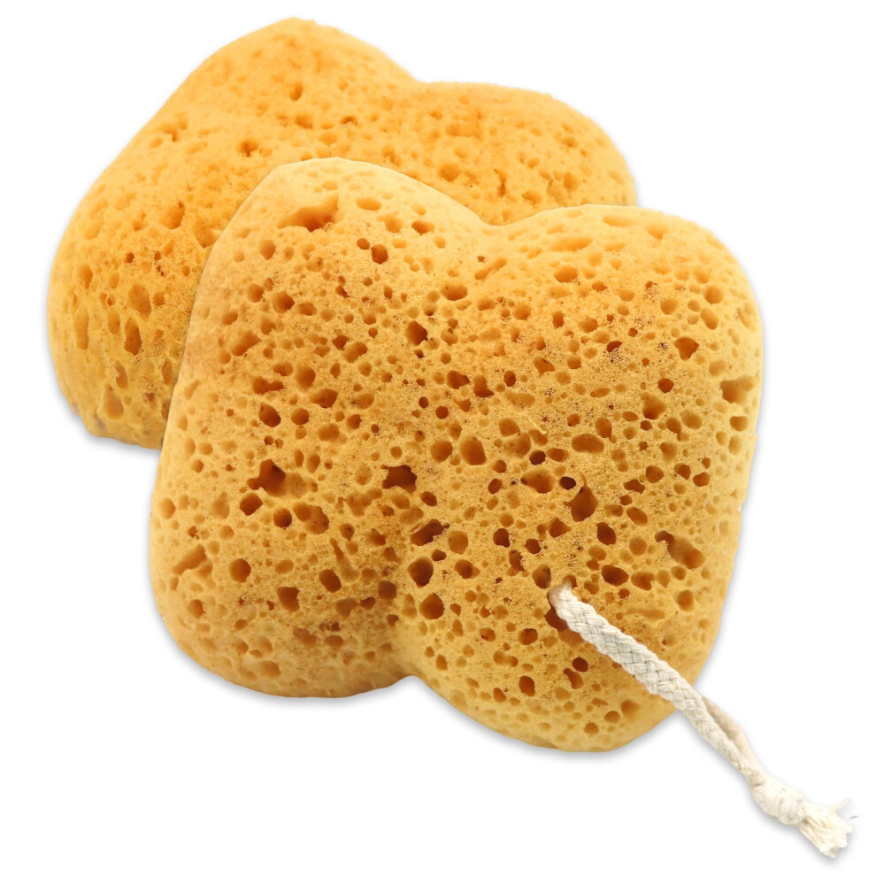 Angozo 2Pcs Natural Sea Sponge,Larger Shower Sponges For Women Men, Exfoliating Body Sponge Dense Foam For Gentle & Deep Cleansing