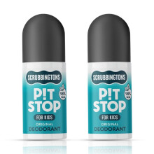 Scrubbingtons Pit Stop Kids Deodorant Natural Roll On For Children, Teens. Made in UK
