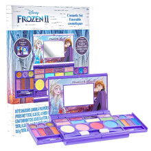 Disney Frozen All-in-One Kids Cosmetic Compact Set Includes Washable Lip Gloss, Eye Shimmer, Cheek Shimmer