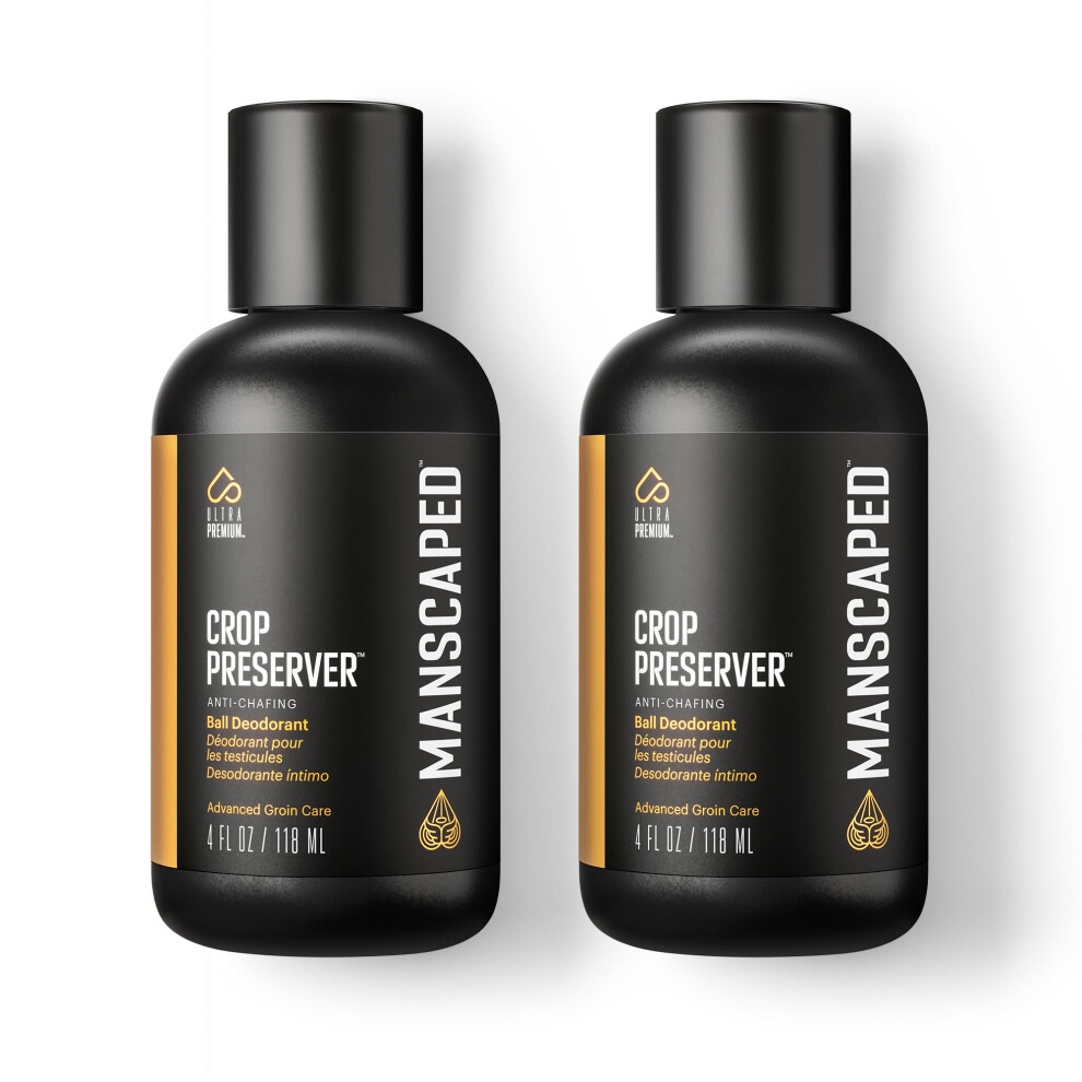 Manscaped Refining The Gentleman Manscaped The Crop Preserver, Anti-Chafing Men's Ball Deodorant, Male Care Hygiene Moisturizer Featuring Soothing Aloe Vera, 4Oz (2-Pack)