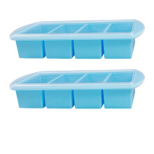 Family Size Silicones Ice Cubes Tray with Cover for Homes-Blue