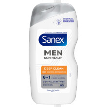 Sanex Men Skin Health Deep Clean Shower Gel 400ml x 6 - oily skin men’s body wash - reduces oil - removes dirt - gently exfoliates