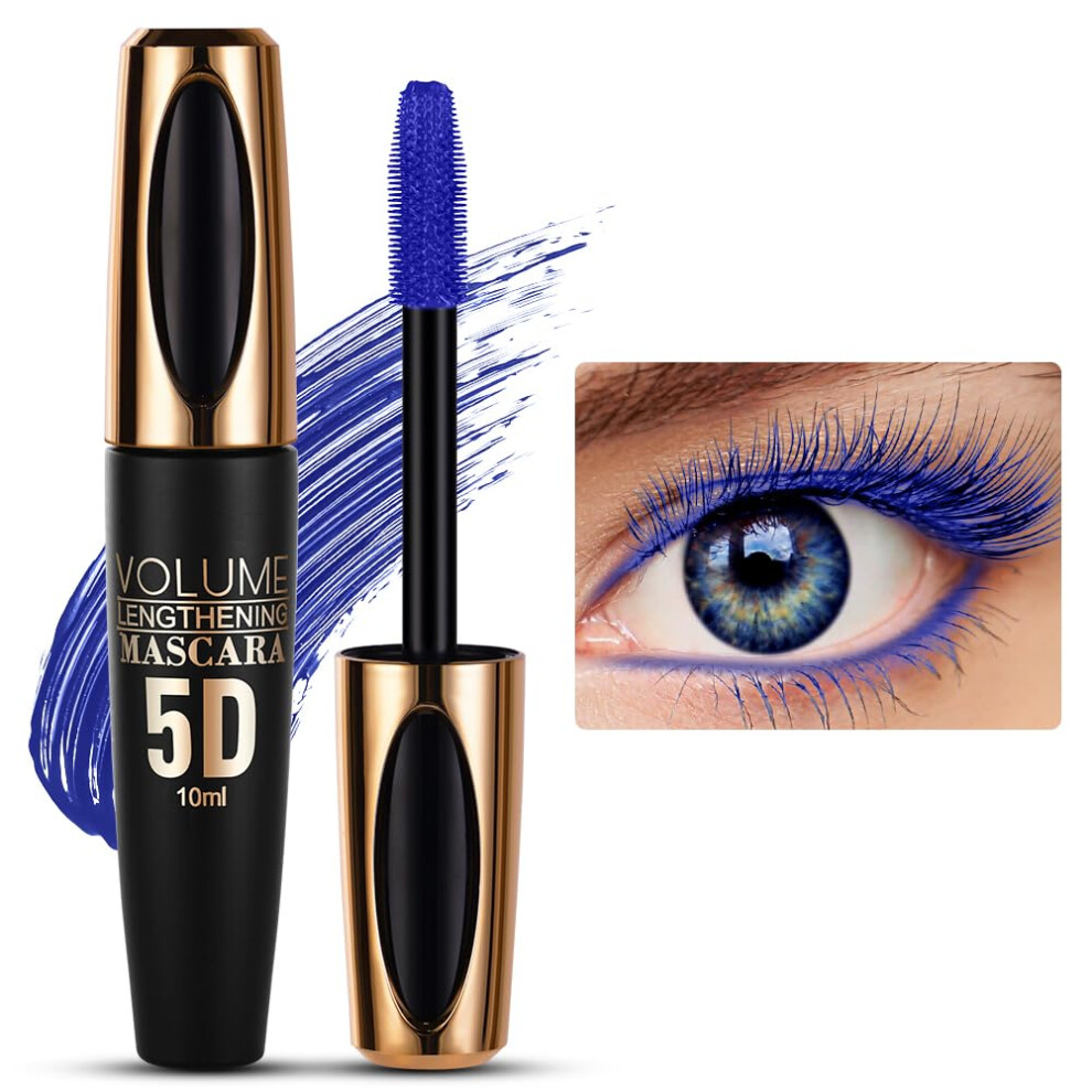 Lophe Blue 5D Silk Fiber Eyelash Mascara, Volume Mascara With Soft Brush, Lash Sensational Volumizing And Thickening Mascaras