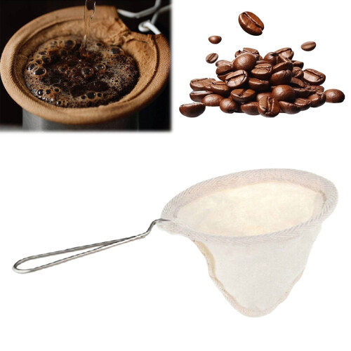 Gjenbrukbar flanellkaffefilterpose med rustfritt håndtak 2