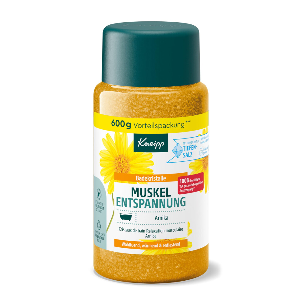 Kneipp Bath Crystals Muscle Relaxation - Storage Pack - With Natural Deep Salt From Luisenhall Saline & With Extract Of Arnica & Essential Oils From