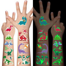 Dinosaur Glow Temporary Tattoos for Kids,Dinosaur theme Luminous Tattoo Stickers,Glow In The Dark Tattoos for Boys and Girls,Face Makeup Fake