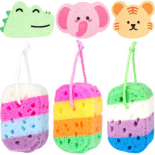 6 Pcs Bath Sponges for Kids, Soft Shower Sponge with Cute Animal Shapes, Family Multipack of Bath Massage Sponges