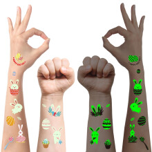 Easter Tattoos for Kids 10 Sheets, Easter Gifts for Kids, Luminous Temporary Tattoos for Basket Fillers