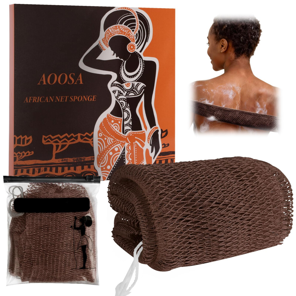Aoosa African Net Sponge With Knots, Authentic Back Scrubber And Exfoliating Bath Sponge, Long Body Scrubber For Shower Skin Smoother