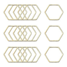 Brass Linking Rings Hexagon Light golden 20x22.5x1mm