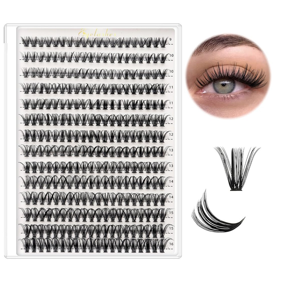 Chenqi 280 Pcs Individual Cluster Lashes 30D+40D False Eyelashes Clusters Diy Eyelash Extension D Curl 9-16Mix Lash Clusters Individual Lashes Kit At Home