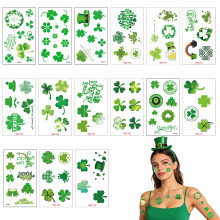 15 Sheet St.Patrick's Day Shamrock Tattoos, St. Patrick's Day Temporary Tattoo Stickers, Shamrock Temporary Tattoo Stickers for Kids Adults