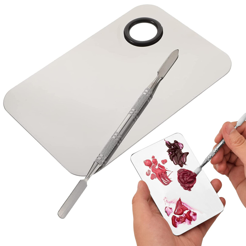 Gunwon 1Pcs Makeup Mixing Palette,Makeup Spatula&Makeup Palette,Foundation Mixing Palette,Professional Cosmetic Makeup Palette With Stainless Steel Spatula