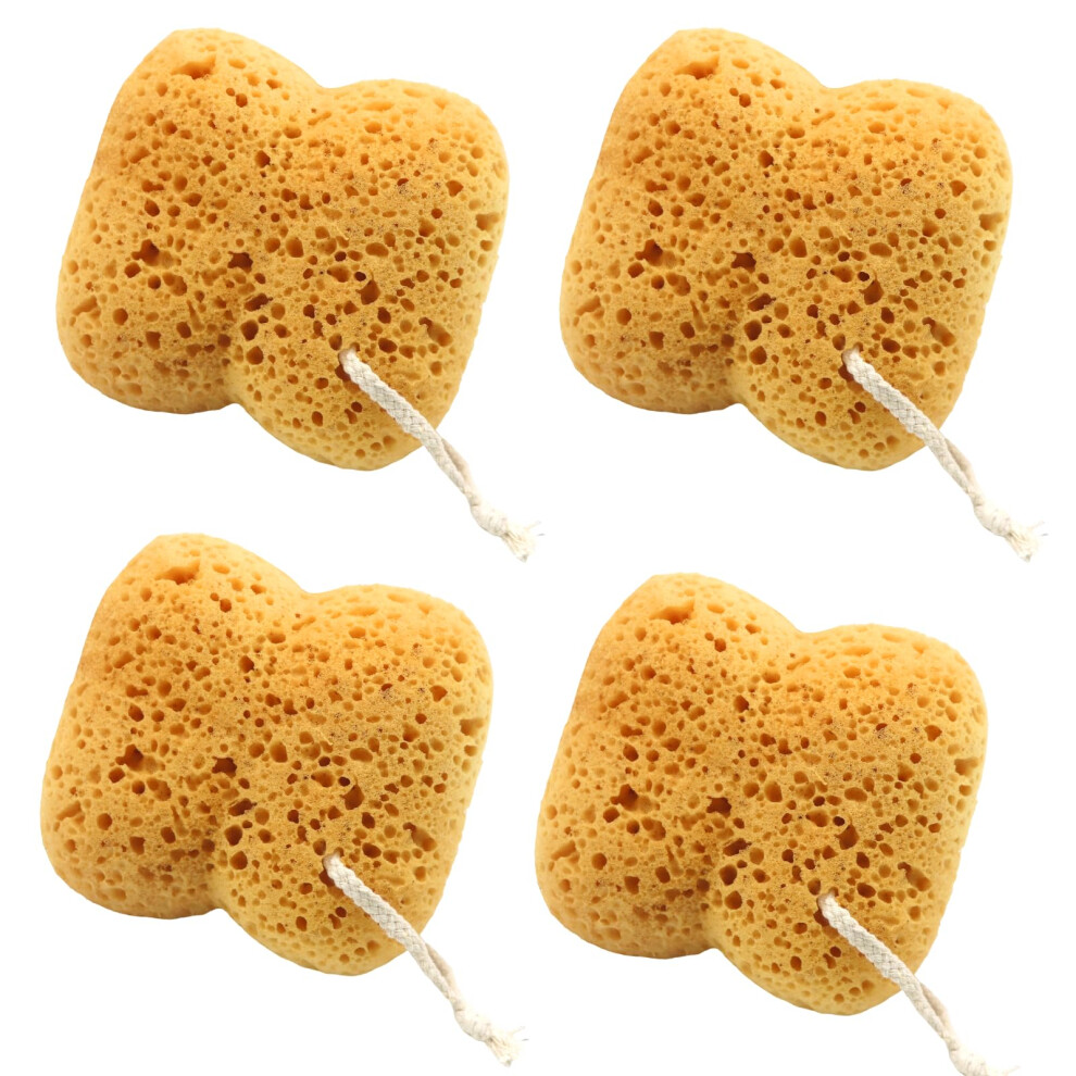Angozo 4Pcs Natural Sea Sponge,Larger Shower Sponges For Women Men, Exfoliating Body Sponge Dense Foam For Gentle & Deep Cleansing