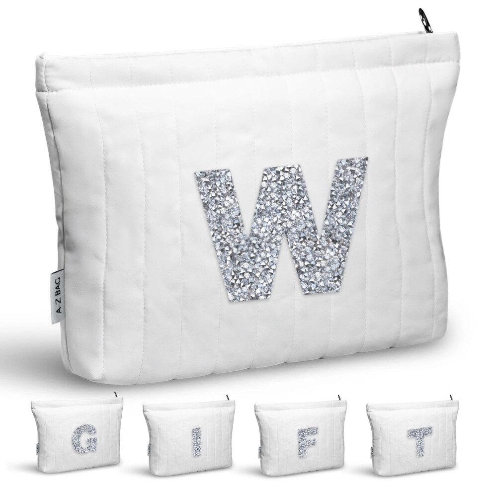 A-Z Bag Personalised Makeup Bag With Rhinestones Letter,Gifts For Women,Mum,Friend,Sister,Teenage Girls,Bridesmaid,Cosmetic Bag & Toiletry Pouch (O)
